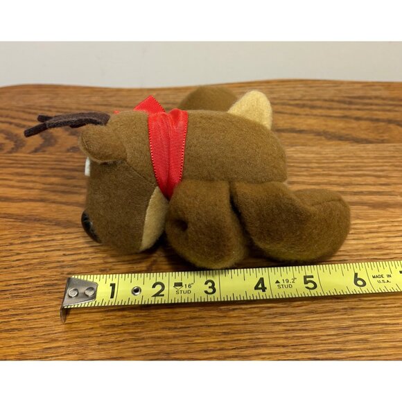 Hallmark Plush Beanbag Rodney Reindeer Stuffed Toy Red Bow Christmas Decor - Picture 11 of 11